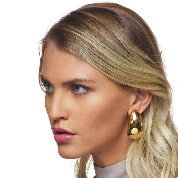 Kenneth Jay Lane Polished Gold Long Tapered Hoop Earring