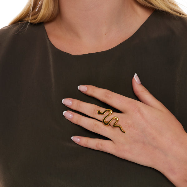 Kenneth Jay Lane Polished Gold Serpentine Snake Ring
