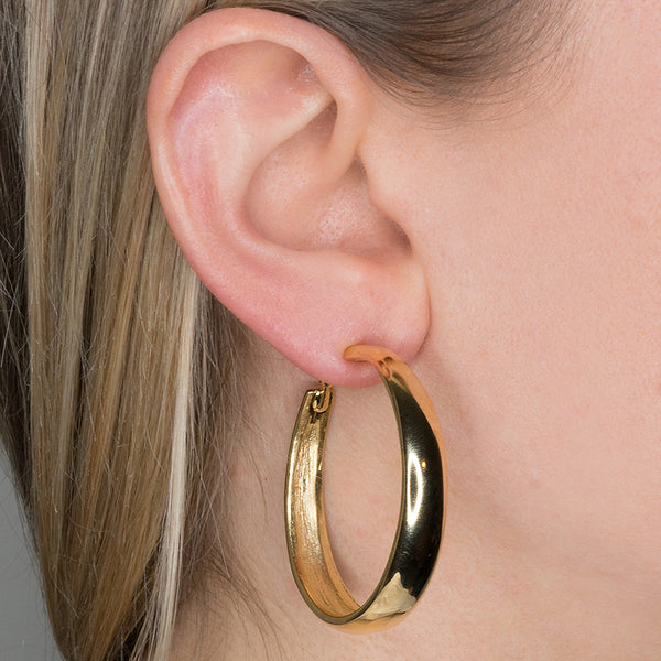 Kenneth Jay Lane Polished Gold Tapered Hoop Earrings