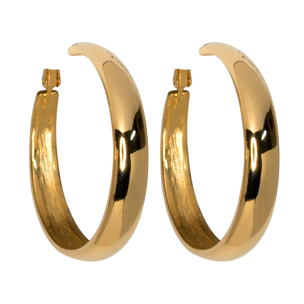 kenneth jay lane Polished Gold Tapered Hoop Earrings