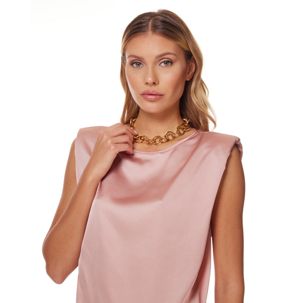 Kenneth Jay Lane Polished Gold Textured Circle Link Toggle Necklace