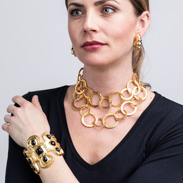 Kenneth Jay Lane Polished Gold Twist Clip Hoop Earrings