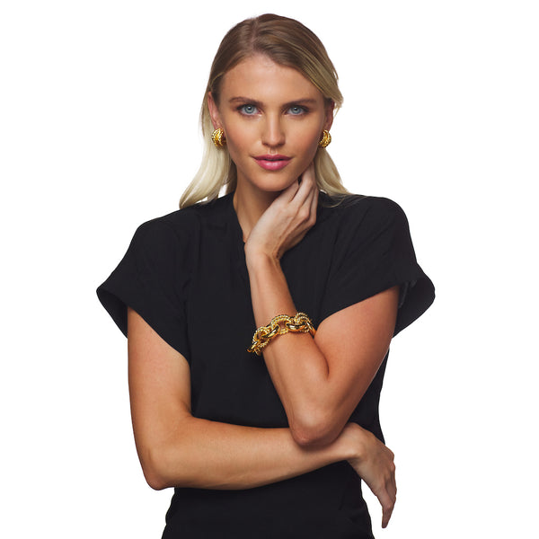 Kenneth Jay Lane Polished Gold Twist Hoop Clip Earring