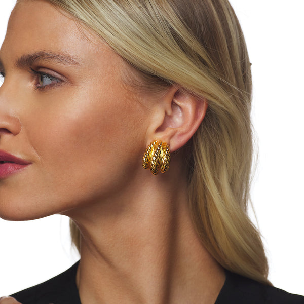 kenneth jay lane Polished Gold Twist Hoop Clip Earring