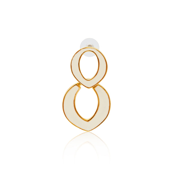 Kenneth Jay Lane Polished Gold & White Link Pierced Earrings