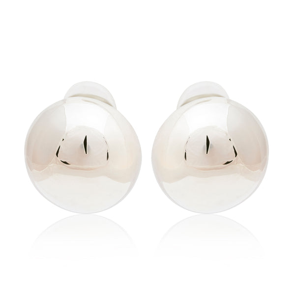 kenneth jay lane Polished Silver Button Clip Earrings