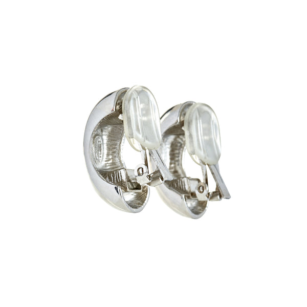 Kenneth Jay Lane Polished Silver Hoop Clip Earrings
