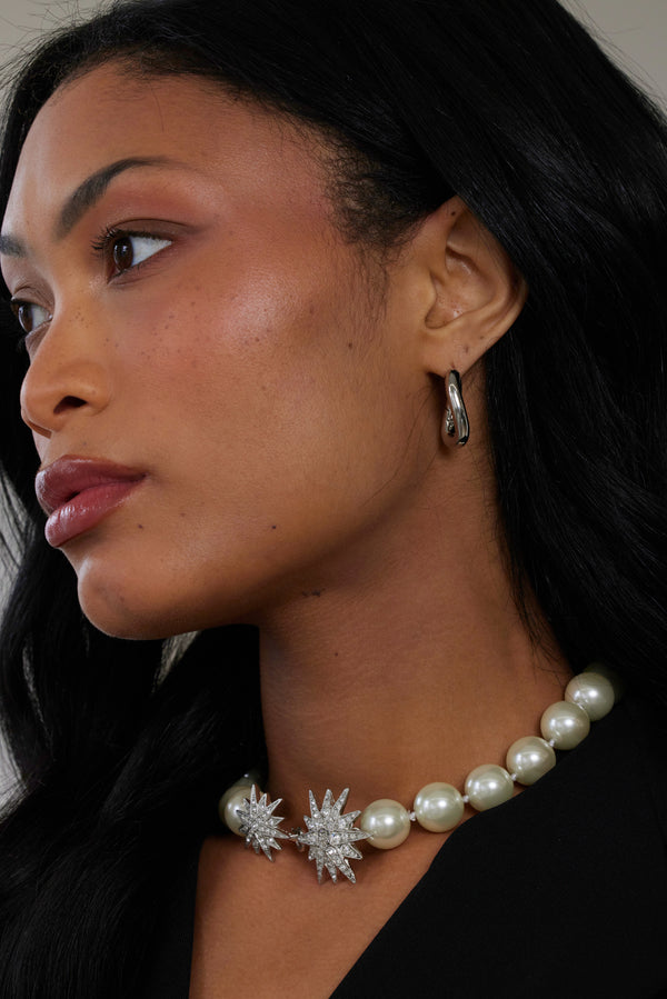 Kenneth Jay Lane Polished Silver Oval Post Hoop Earring