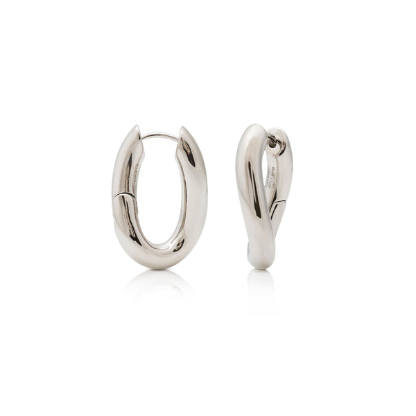 kenneth jay lane Polished Silver Oval Post Hoop Earring