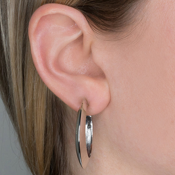 Kenneth Jay Lane Polished Silver Tapered Hoop Clip Earrings