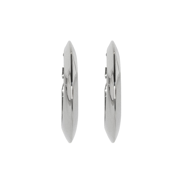 Kenneth Jay Lane Polished Silver Tapered Hoop Clip Earrings