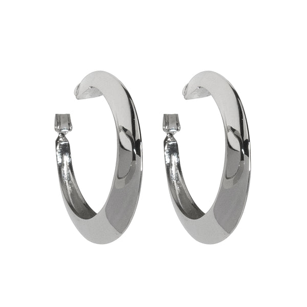 kenneth jay lane Polished Silver Tapered Hoop Clip Earrings
