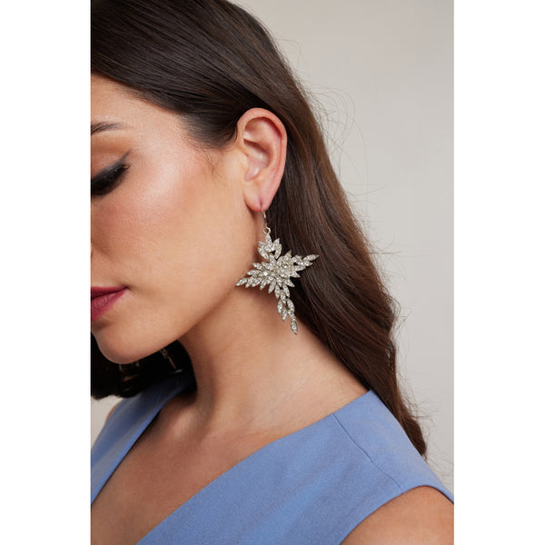 Kenneth Jay Lane Rhodium And Rhinestone Drop Earring