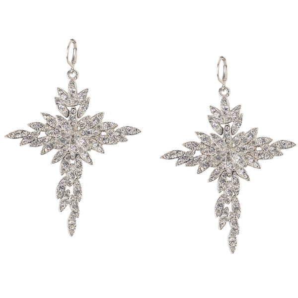 kenneth jay lane Rhodium and Rhinestone Drop Earring