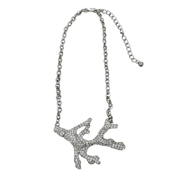 kenneth jay lane Rhodium Rhinestone Branch Necklace