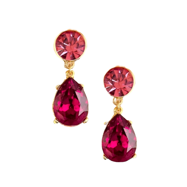 kenneth jay lane Rose & Ruby Teardrop Pierced Earring