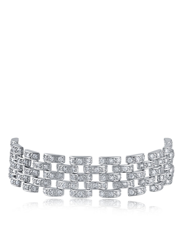 kenneth jay lane Round-Pave Cubic Zirconia Chain Bracelet