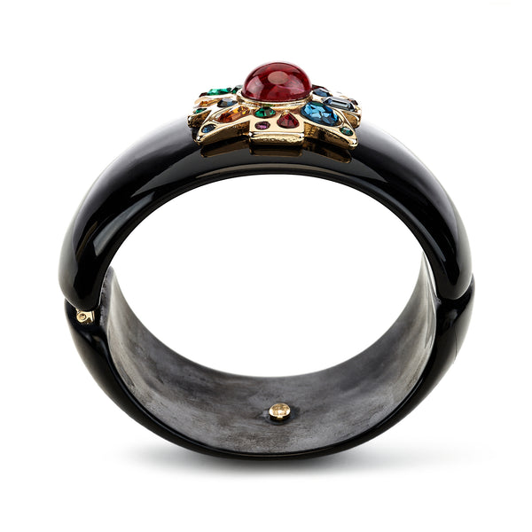 Kenneth Jay Lane Ruby Center Black Maltese Cross Bracelet