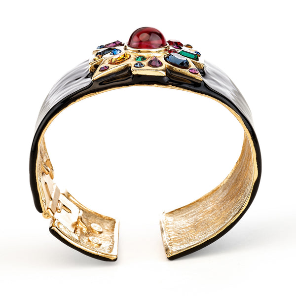 Kenneth Jay Lane Ruby Center Black Maltese Cross Bracelet