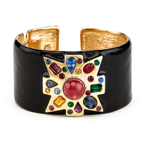 kenneth jay lane Ruby Center Black Maltese Cross Bracelet