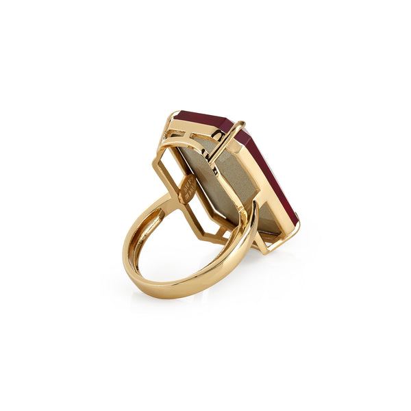Kenneth Jay Lane Ruby Octagon Stone Adjustable Ring