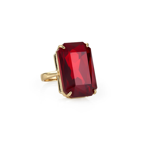 kenneth jay lane Ruby Octagon Stone Adjustable Ring