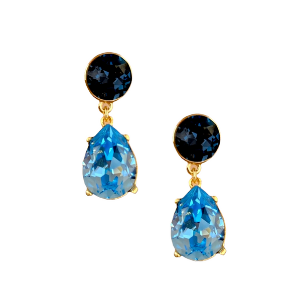 kenneth jay lane Sapphire & Aqua Teardrop Pierced Earring