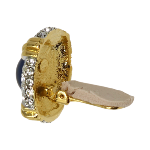 Kenneth Jay Lane Sapphire Center Button Clip-On Earrings