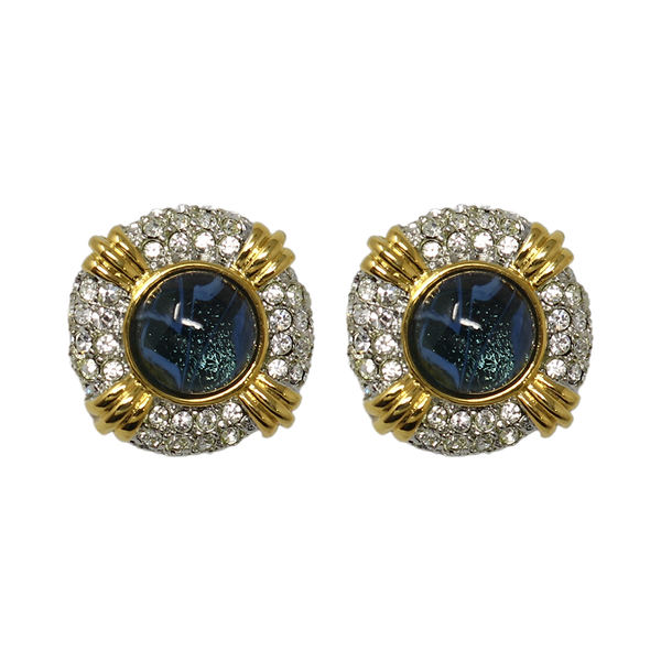 kenneth jay lane Sapphire Center Button Clip-On Earrings
