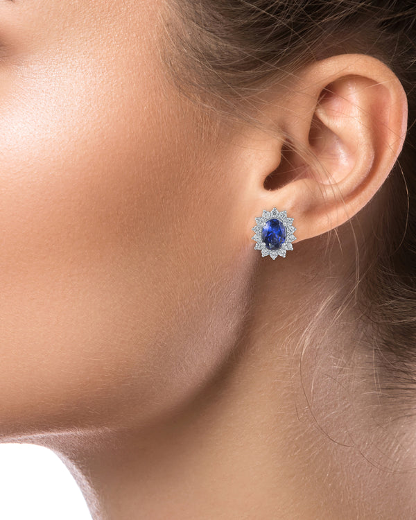 Kenneth Jay Lane Sapphire & Cubic Zirconia Post Earrings