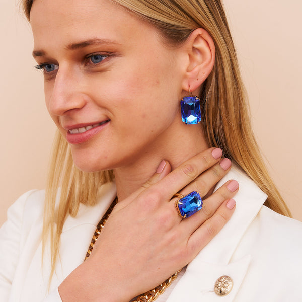 Kenneth Jay Lane Sapphire Octagon Stone Adjustable Ring