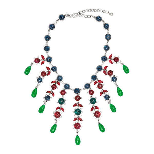 kenneth jay lane Sapphire Ruby & Emerald Drop Necklace