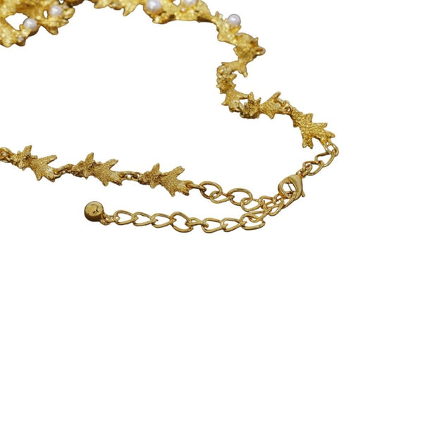 Kenneth Jay Lane Satin Gold And White Pearl Branch Necklace