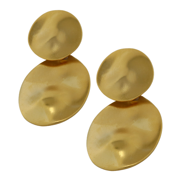 kenneth jay lane Satin Gold Dimpled Disc Pierced Earrings