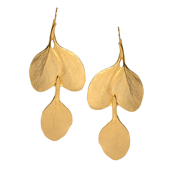 kenneth jay lane Satin Gold Long Leaf Pierced Earrings