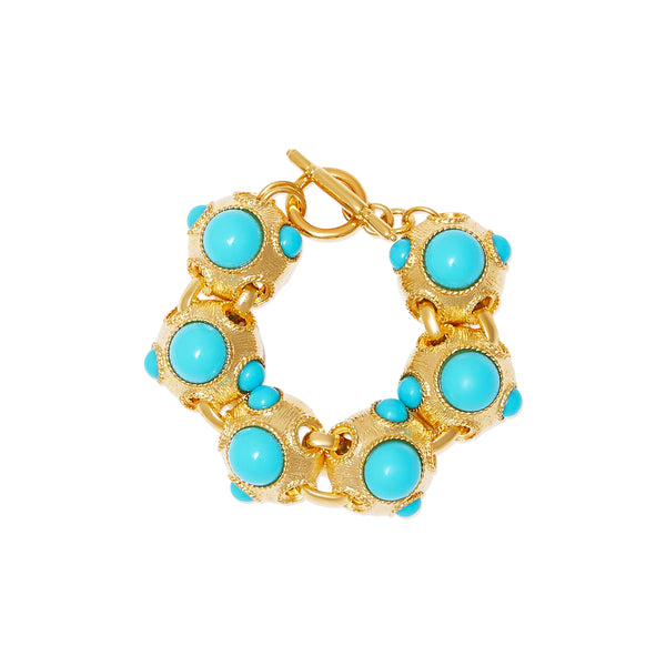 kenneth jay lane Satin Gold & Turquoise Center Bracelet