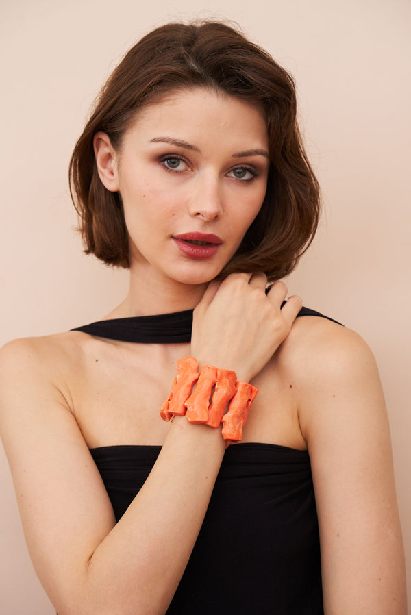 Kenneth Jay Lane Sea Branch Stretch Bracelet - Light Coral