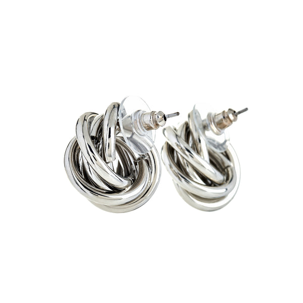 Kenneth Jay Lane Silver 3D Swirl Love Knot Earrings