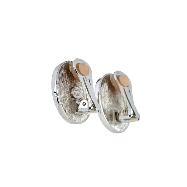 Kenneth Jay Lane Silver Crystal & Black Enamel Jade Earrings