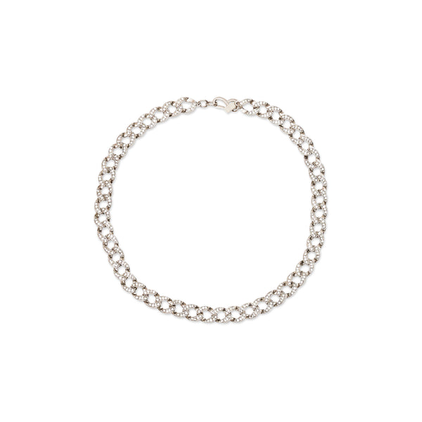 kenneth jay lane Silver & Crystal Chain Link Necklace