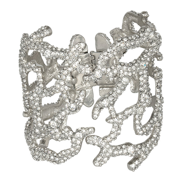 kenneth jay lane Silver & Crystal Coral Branch Bracelet