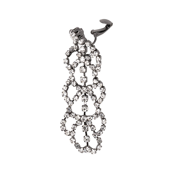 Kenneth Jay Lane Silver Crystal Lace Drop Clip Earrings