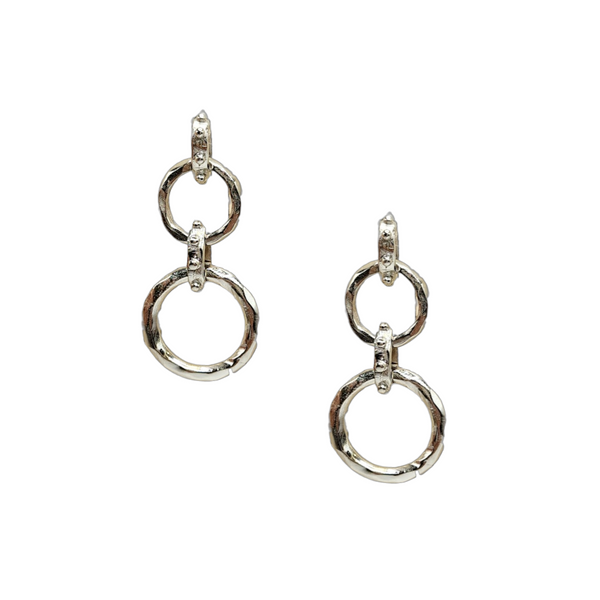kenneth jay lane Silver Hammered Double Circle Pierced Earrings