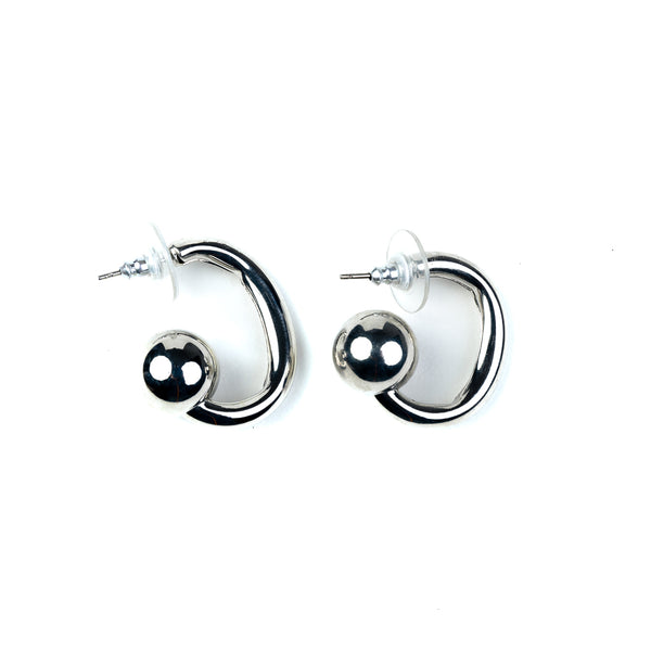 kenneth jay lane Silver Hoop with Ball End Post Earrings