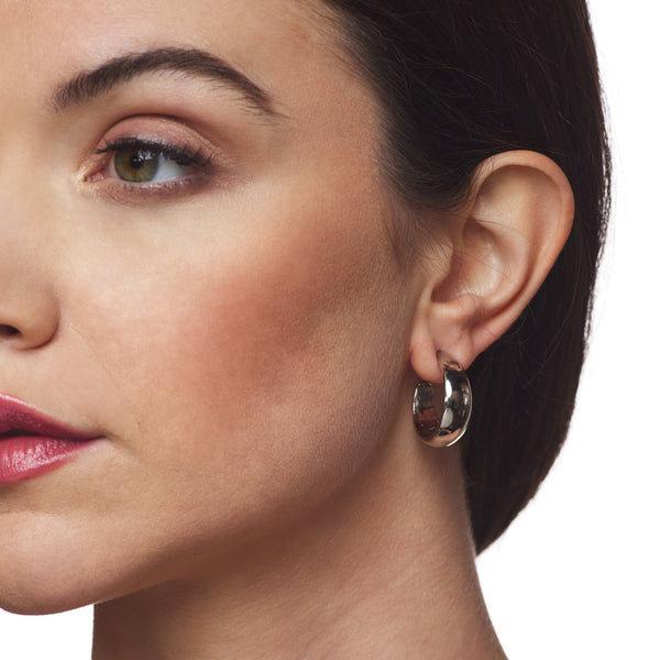 kenneth jay lane Silver Tapered Hoop Pierced Earrings