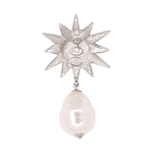 Kenneth Jay Lane Starburst And Baroque Pearl Pierced Earrings