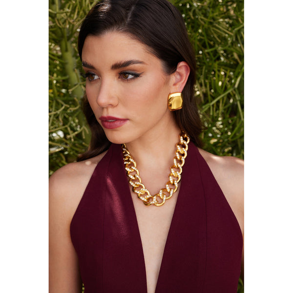 Kenneth Jay Lane Textured Square Gold Clip Earrings