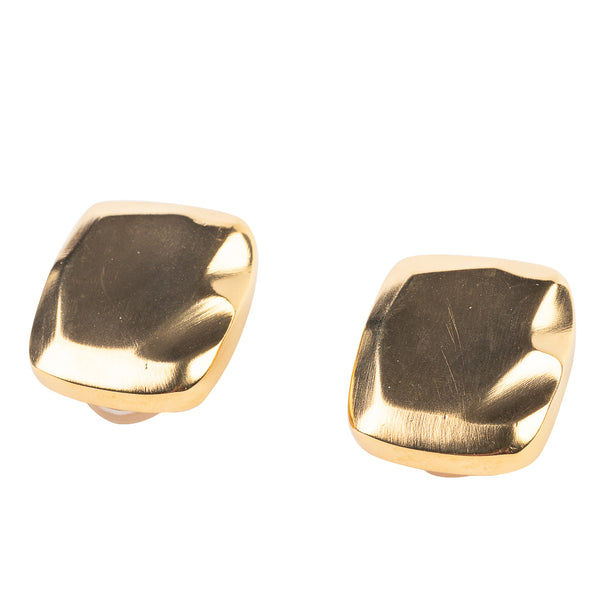 Kenneth Jay Lane Textured Square Gold Clip Earrings