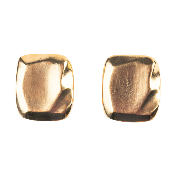 kenneth jay lane Textured Square Gold Clip Earrings