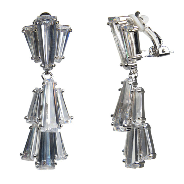 kenneth jay lane Tiered Baguette CZ Clip On Earrings